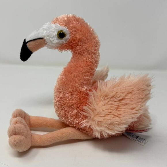 Aurora Pink Flamingo 10" Tall Plush Bird Bean Bag Stuffed Animal Toy Realistic - Picture 4 of 10